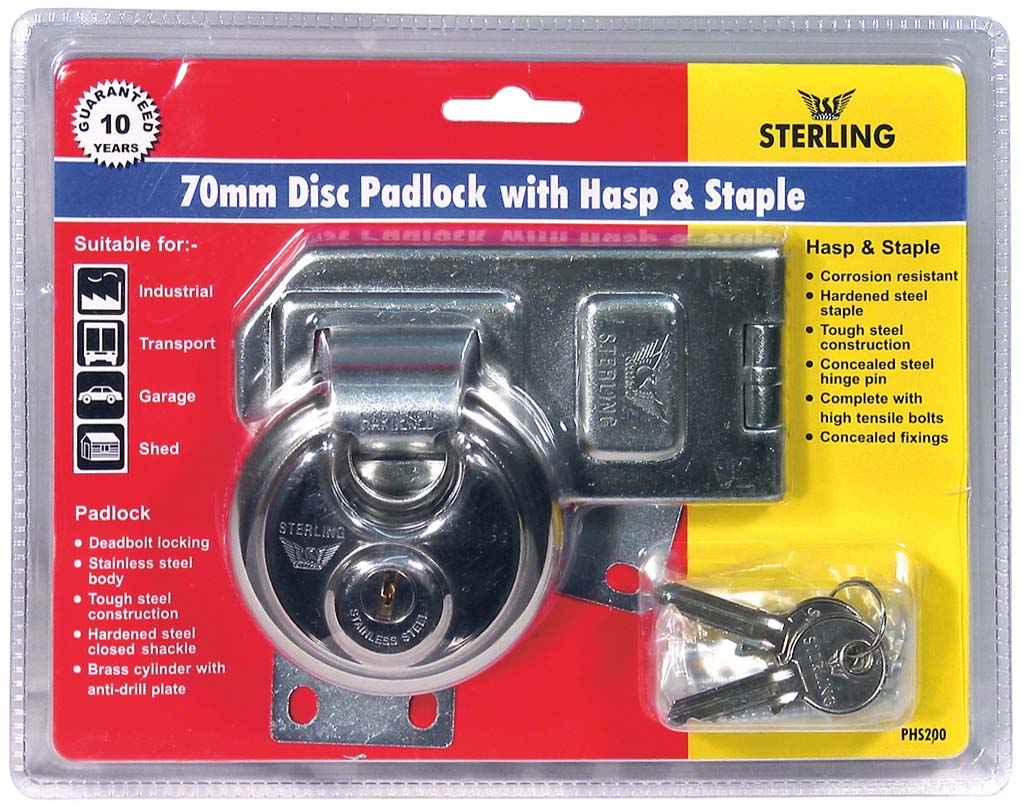 70mm Discus Padlock/Hasp/Staple PHS200