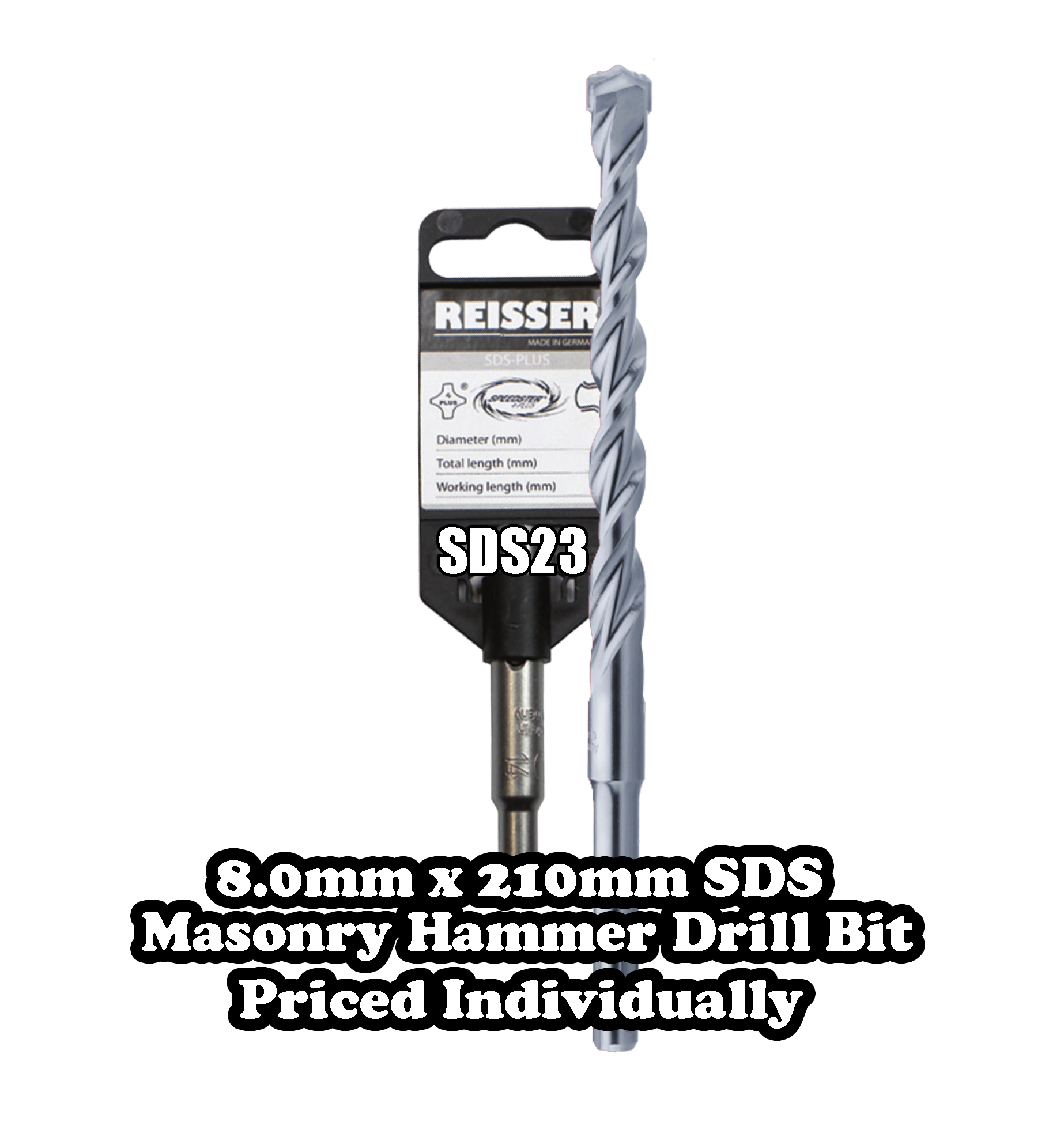 8.0mm x 210mm SDS Masonry Hammer Drill Bit