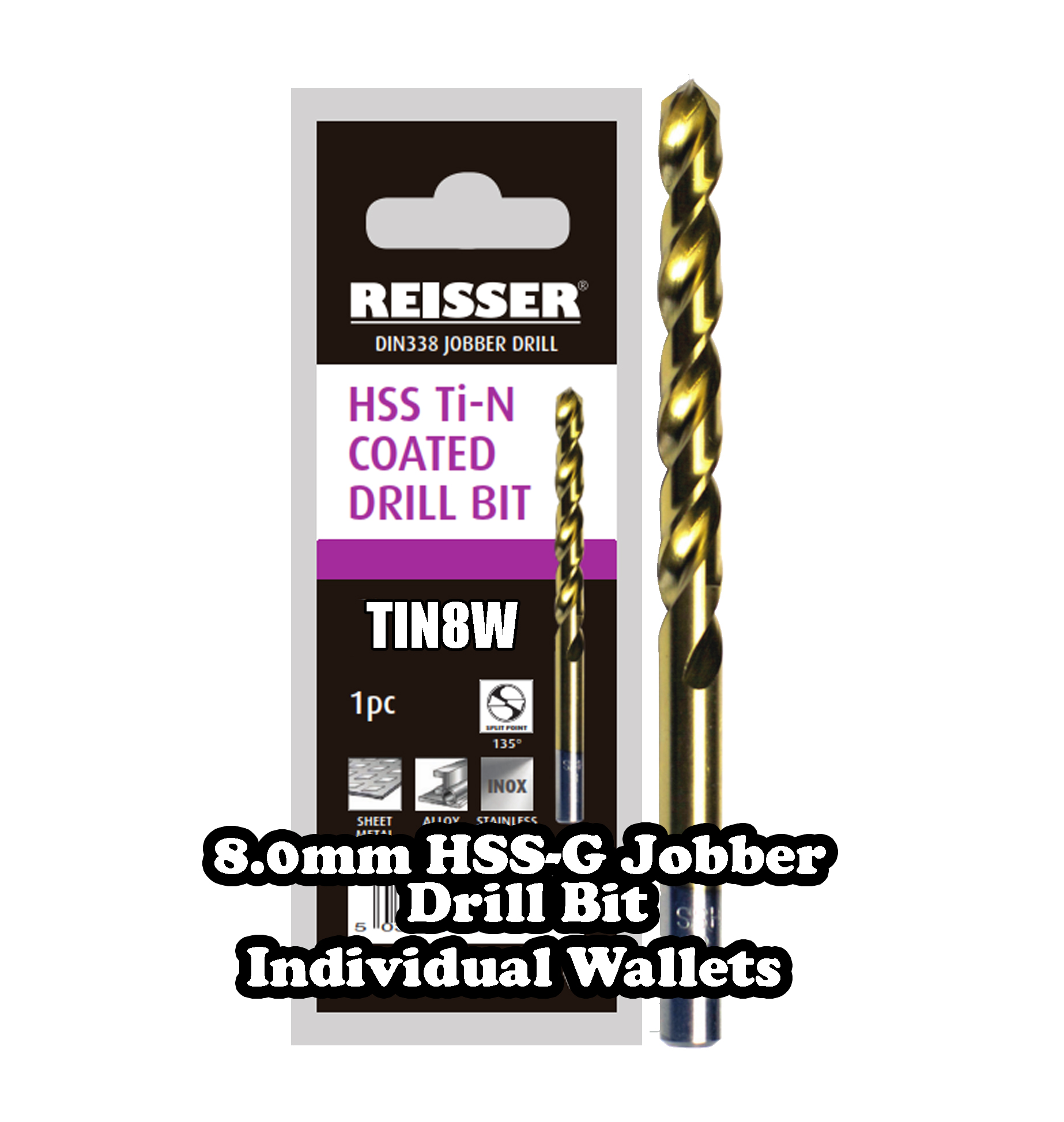 8.0mm HSS Jobber Drill Bit (SINGLE WALLET)