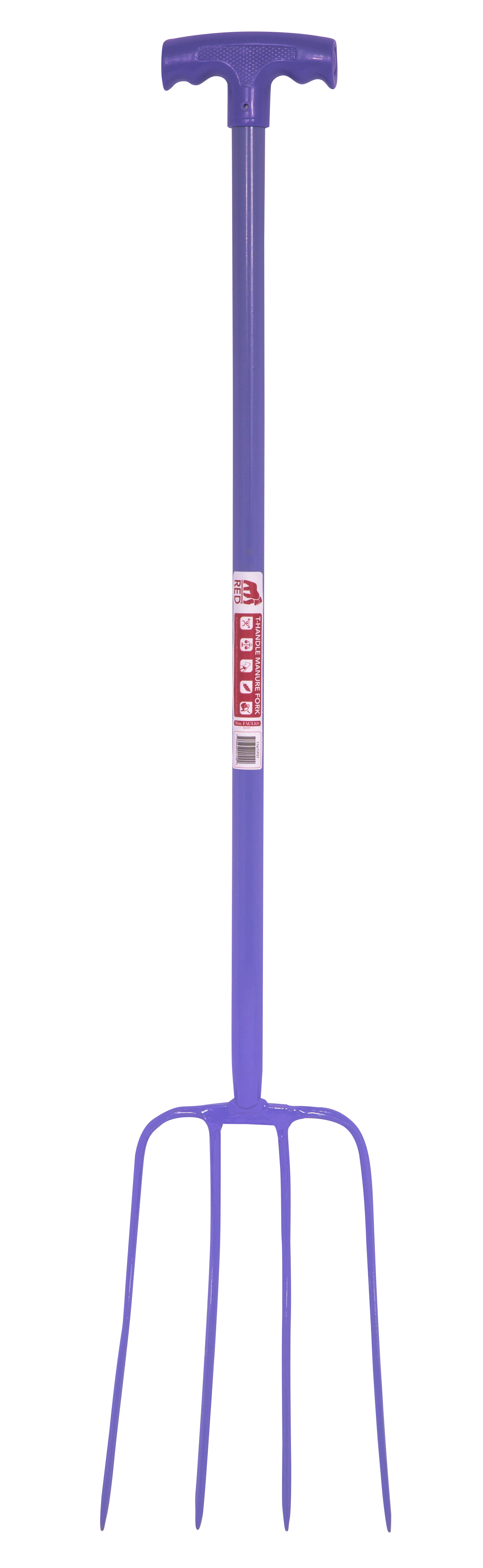 Purple 4 Tined T Handle Manure Fork